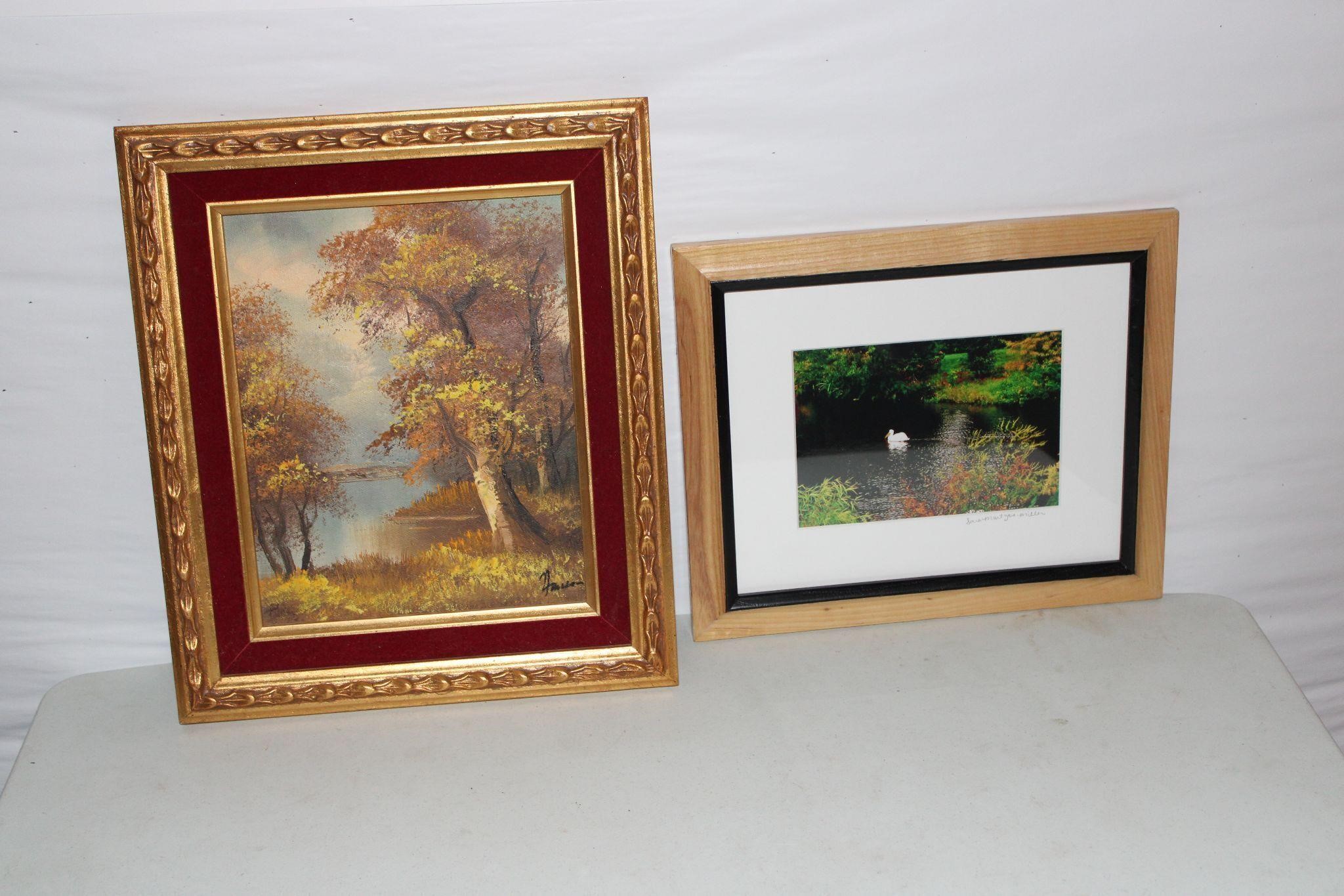 Framed Oil Painting and Photograph