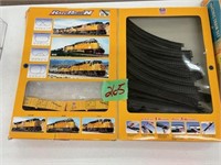 UP train set, in box, has been opened.