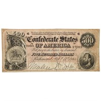 T-64 1864 $500 CSA CONFEDERATE NOTE VERY FINE+