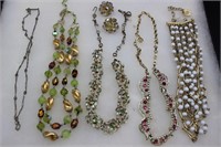 Grouping 4 Vintage Signature Necklaces, Earrings