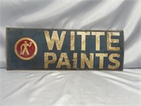 28X10 INCH VINTAGE METAL WITTE PAINTS SIGN