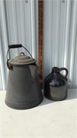 Granite ware coffee pot & crock