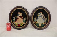 1948 Framed Punch Needle Embroidery Couples