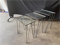 Nesting Black Metal and Glass Tables