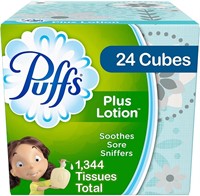 Puffs Plus Lotion Facial Tissues, 24 Cube Boxes
