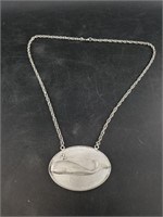 Pewter whale pendant on a twisted link chain
