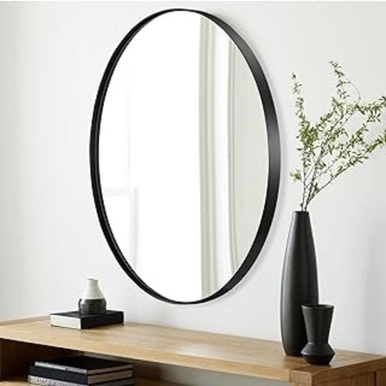 Jenbely Oval Bathroom Mirror, 22"x30" Black Oval