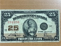 1923 Cdn $.25 Shinplaster Note