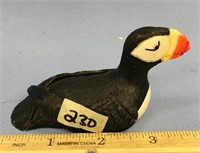 4" carved and scrimmed puffin by "JLO"    (a 22)