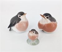 Set of 3 Royal Copenhagen Porcelain Robins