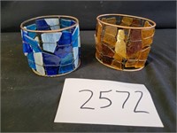 Stained Glass And Wire Art Candle Holders