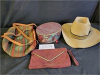 Cowboy Hat, Southwest Purse,Clutch, Hatbox