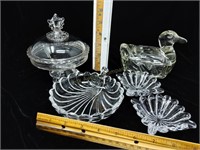 (3) Clear Glass Candy Dishes (2) Ash Trays