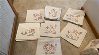 7 HAND STITCHED DISH TOWELS OF PUPPIES