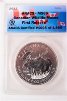 Coin 2012 Canadian Wildlife Moose .999 Fine ANACS