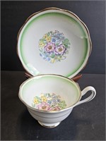 Royal Albert Floral and Green Stripe