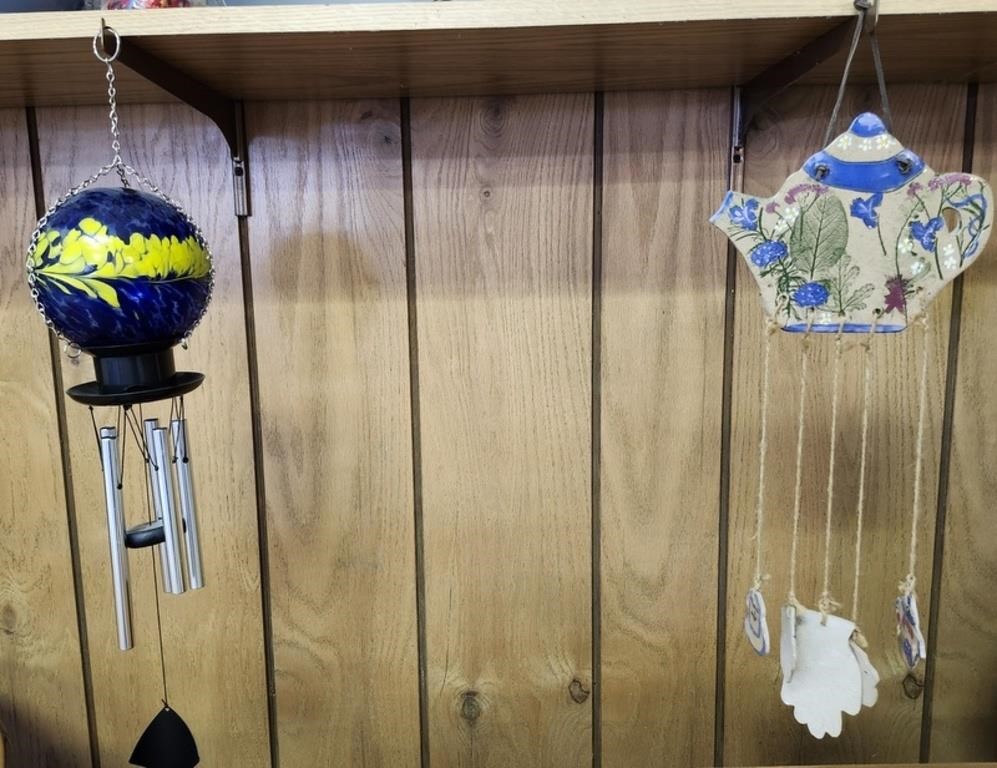 Wind chimes, metal & pottery