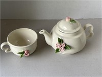 Porcelain Floral Teapot & Cup