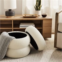 Mainstays Boucle Cloud Storage Ottoman Cream