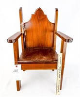 Child's Wooden Chair w/Arrow Carved Back