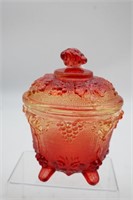 Amberina by Jeannette Footed Candy Dish w/Lid
