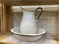 ENAMEL-WARE PITCHER & BOWL