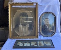 Framed vintage photos *has rip & some damage*