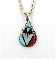 Navajo Multi Inlaid Necklace & Earrings