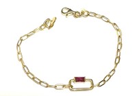 Silver Austrian Red Crystal Modern Bracelet