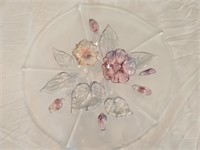 Beautiful Floral Heavy Glass Serving Platter