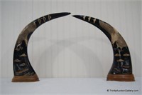 Vietnam War era Eagle Carved Water Buffalo Horns