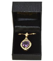 Gold Coast Genuine Trillion Cut Amethyst Necklace