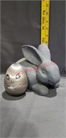 Small resin bunny w/ egg piggy bank.