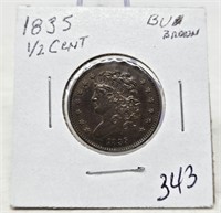 1835 Half Cent Unc.