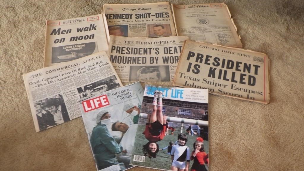 1960'S NEWSPAPERS- JFK & ELVIS'S DEATH