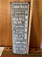 Cabin rules metal sign