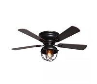 42 in. Indoor Black Flush Mount Ceiling fan with