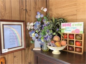 picture, artificial flowers & misc. household item