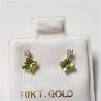 10K Gold Peridot & Diamond Earrings