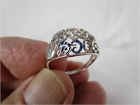 10K White Gold Vintage Filigree Dome Ring