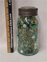 Vintage CROWN Mason Jar Filled w Marbles