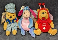 3 Valentine And Train Eeyore & Pooh Bean Bag Dolls