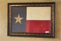 Framed Cloth Texas Flag with Embroidered