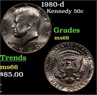 1980-d Kennedy Half Dollar 50c Grades GEM+ Unc