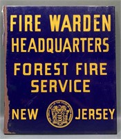 PORCELAIN NJ FOREST FIRE SIGN