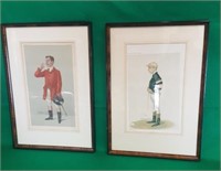 Vintage Vanity Fair prints in wooden frames