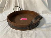 Decorative Wood and metal round platter