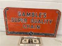 Painted tin Gambles Chain advertising sign