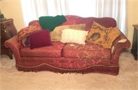 Vintage Sofa with Pillows and  Throw
