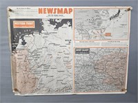 2 Sided Authentic 1944 Newsmap Poster